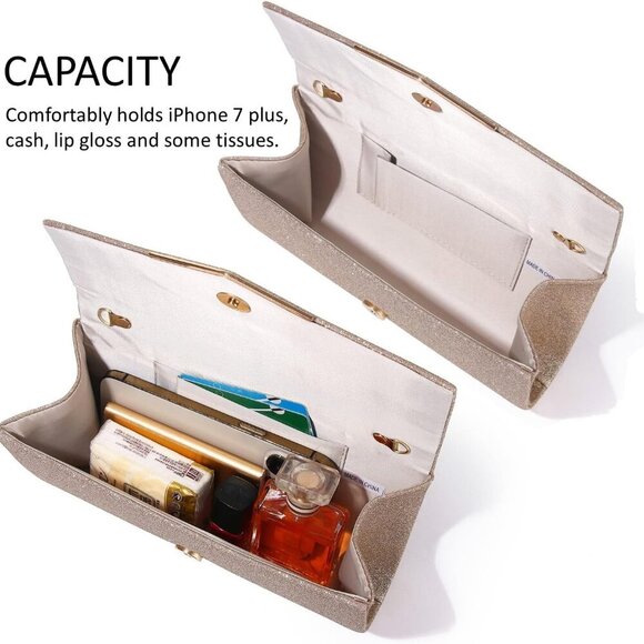 Sequins Clutch Evening Bag Women Small Pouch Crossbody for Wedding Party - Picture 6 of 9